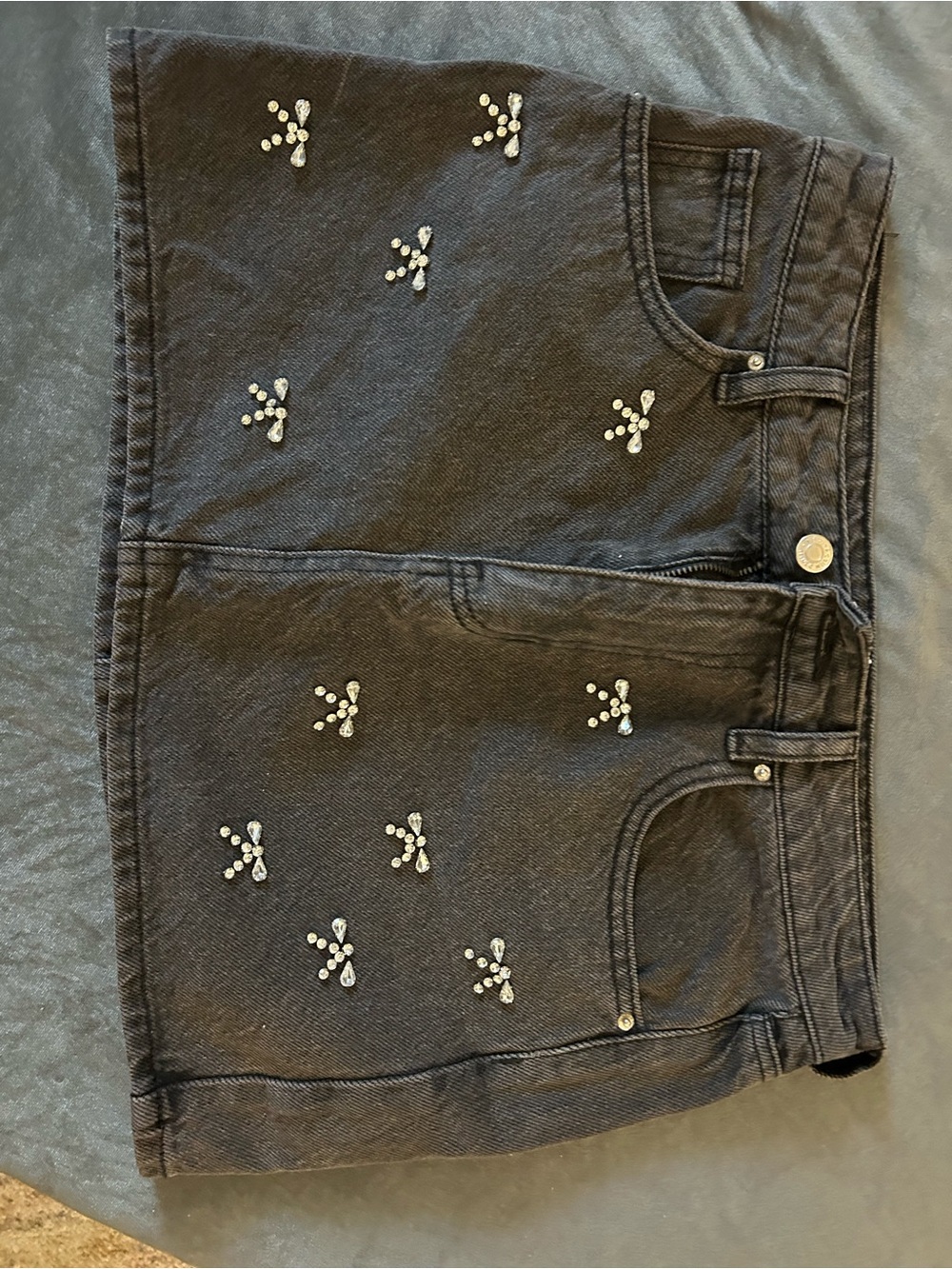 PacSun Black Embellished Mini Skirt with Crystal Accents